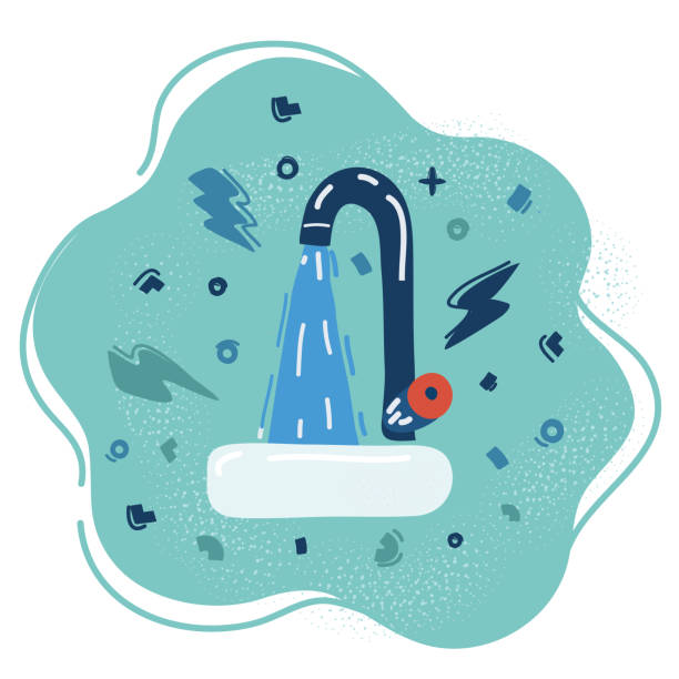 векторная иллюстрация проточная вода из-под крана - faucet stream water bathroom stock illustrations