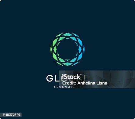 istock Round abstract logo template for global connection technology. Abstract ring icon, network symbol. Minimal geometric logotype concept for communication tech, world internet sign. Vector illustration 1418379329
