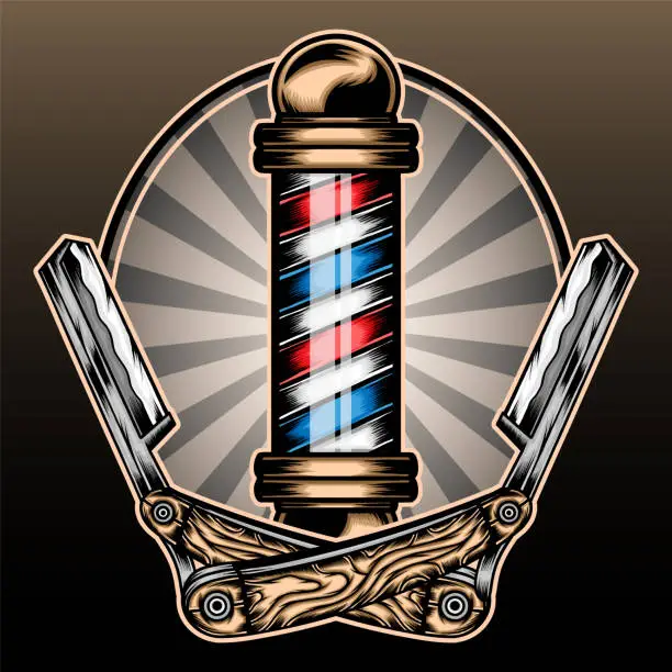Vector illustration of Barber shop pole vector