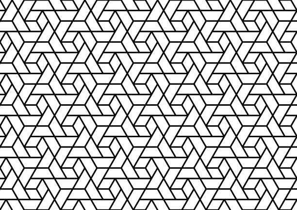 ilustrações, clipart, desenhos animados e ícones de padrão de hexágonos, cubos e triângulos em linhas retas - tessellated