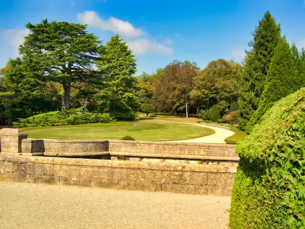 Parkland around Chateau de Hautefort in the Dordogne, France