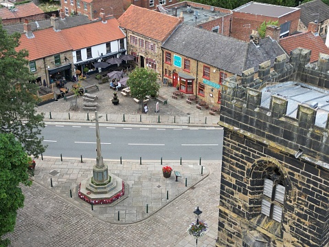 town landscape aerial view of Church Street. Guisborough. North Yorkshire England