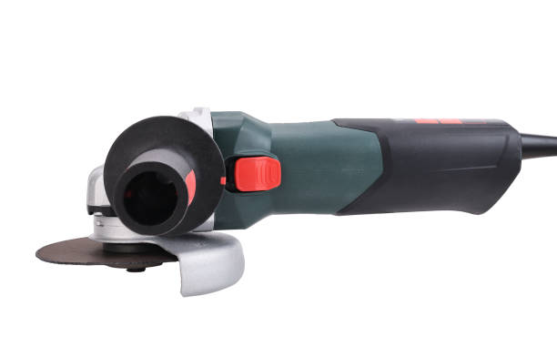 istock Angle grinder with a disc for cutting stainless steel metal on a white background. 1418398360
