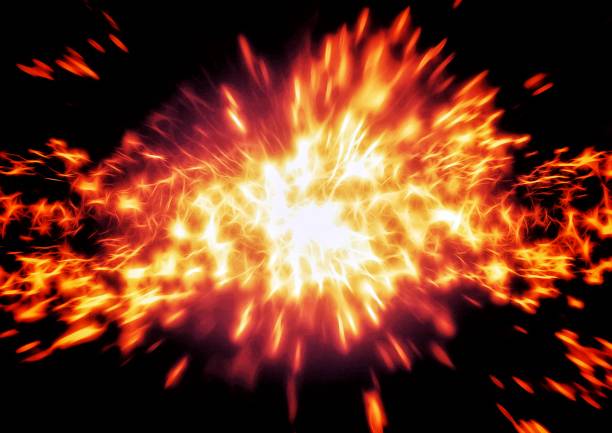 istock 3D illustration of sparks flying in the dark 1418402097
