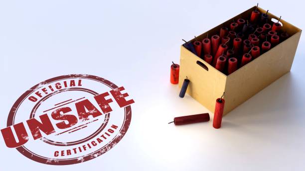 istock Top Down View of A Box of Unsafe Fireworks 1418405357