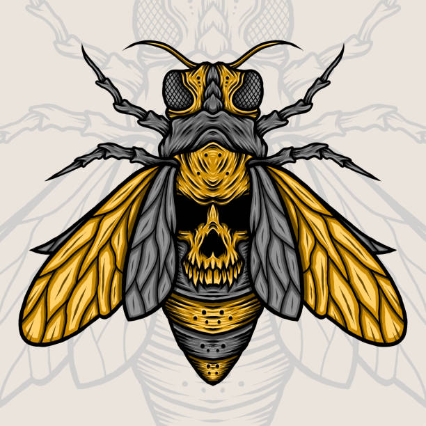 Bees Skull Artwork Bees Skull Artwork. Premium vector pirate criminal stock illustrations