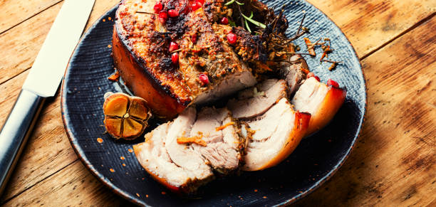 istock Baked pork belly with herbs. 1418411521