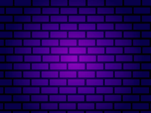 istock Illuminated neon wall. Vector illustration of night blue brick wall. Grunge empty stone masonry facade texture. Minimal design template, background, decoration, layout 1418412026