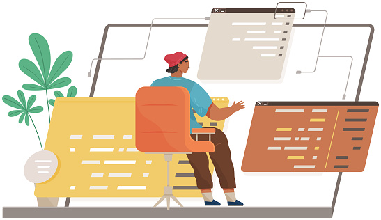Programmer Engineering And Coding Set Of Programmers Working On Web ...