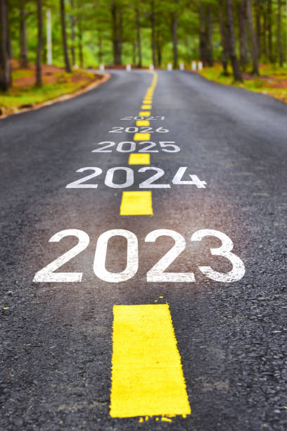 istock Happy new year concept and keep moving idea 1418414824