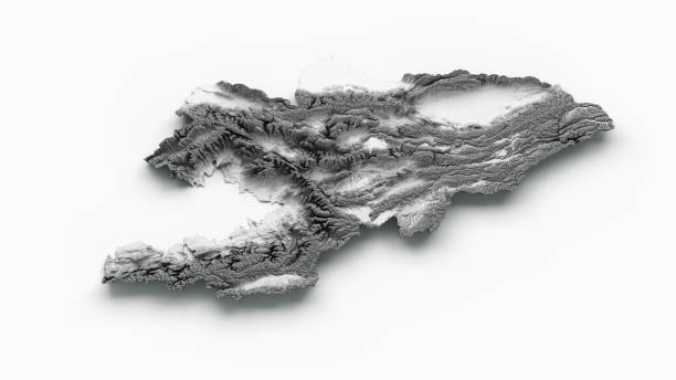istock Kyrgyzstan Map Flag Shaded relief Color Height map on white Background 3d illustration 1418416439