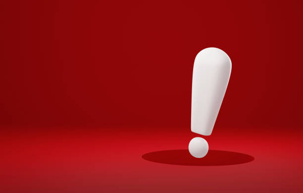 istock White exclamation mark symbol over large hole on red background 1418424323