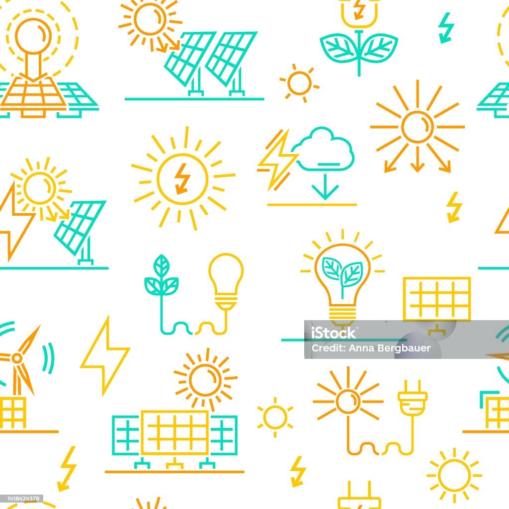 Solar Power Pattern Solar Power Seamless Pattern Alternative Energy Source Print Stock ...