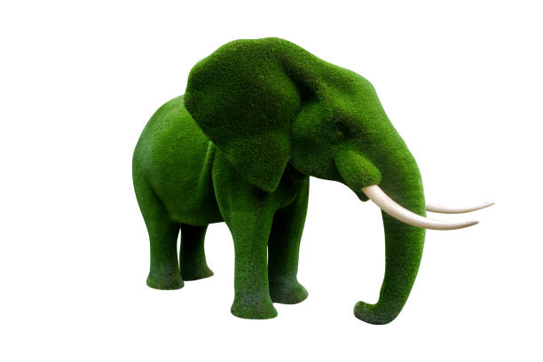 istock elephant made of grass isolated on white background 1418426578