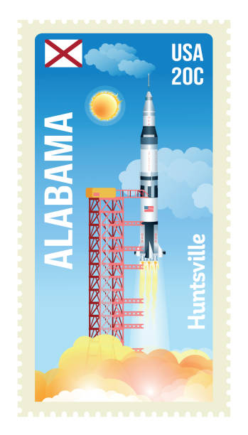Saturn 5 Rocket Stamp Vector Saturn 5 Rocket Stamp apollo 11 stock illustrations