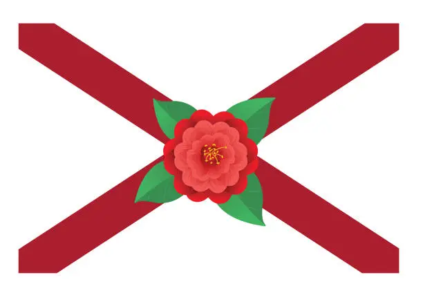 Vector illustration of Camellia And Alabama Flags