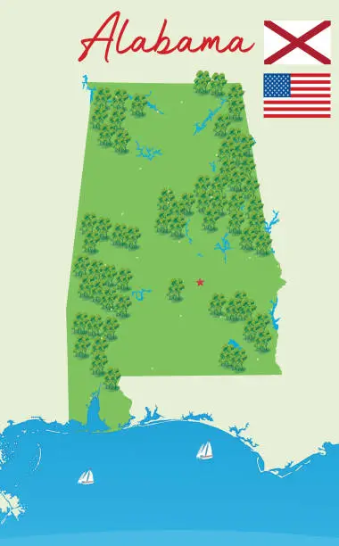 Vector illustration of ALABAMA MAP