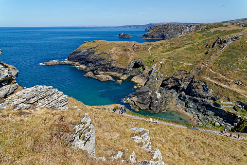 View of the coastline from Tintagel castle, Cornwall, England, United Kingdom - 12th of August 2022