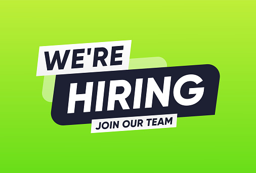 We are Hiring, join our team speech bubbles banner vector design template . Green Background