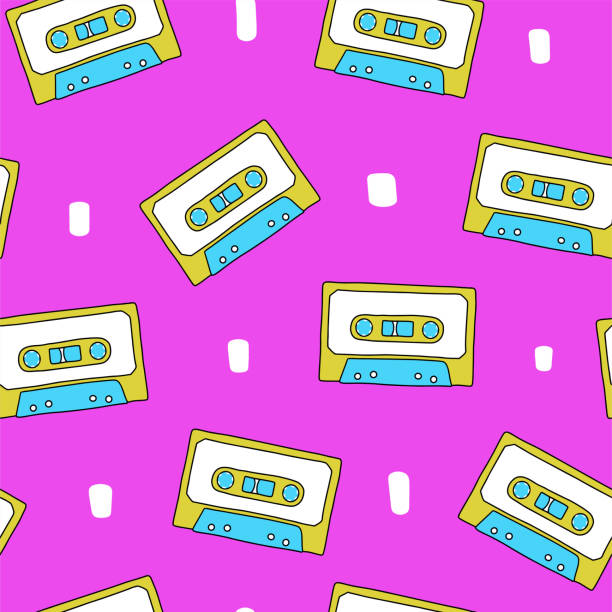 istock Seamless pattern of tapes. Cute vector illustration. Groovy print for graphic tee in retro style. Cover of planner, bullet journal, decor for textile, wallpaper. 90s retro style. 1418449585