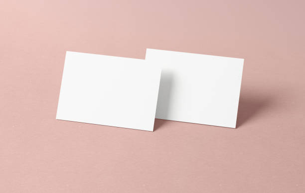 はがきモックアップ白紙両面テンプレートをカラー背景に。デザインのための白い空のカード。 - stationary sheet template paper ストックフォトと画像