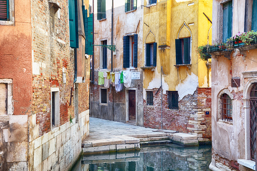 Picturesque photo one canal of Venice, Italy
