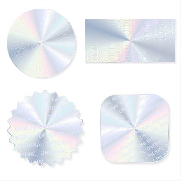 istock Collection of hologram stickers or labels with holographic texture 1418456789