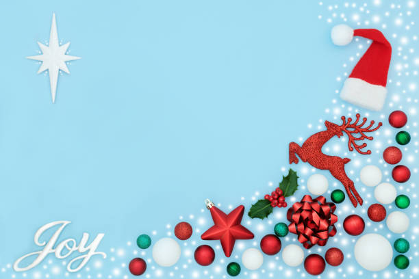 Christmas Joy Snow and Tree Decorations Abstract Background