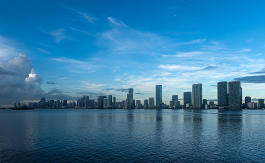 Early morning calm view of Miami Downtown skyline.