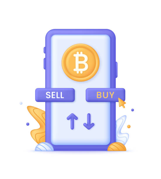 istock 3D Buy Bitcoin illustration. Online crypto payment concept. Pay per click with virtual currency. Buying Bitcoin online. 1418471022