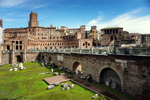 Ancient Trajan Forum and Trajan's Market located in central Rome, Italy.