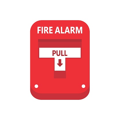 Fire alarm button. A fire alarm alerts people to evacuate the building.