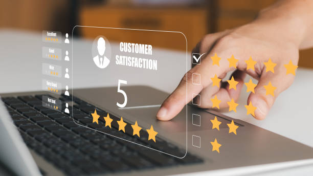 istock User give rating to service experience on online application, Customer review satisfaction feedback survey concept, Customer can evaluate quality of service leading to reputation ranking of business. 1418480466