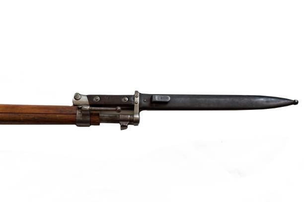 detail of shotgun with bayonet - bayonet imagens e fotografias de stock