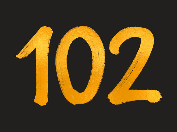 istock 102 Number logo vector illustration, 102 Years Anniversary Celebration Vector Template,  102th birthday, Gold Lettering Numbers brush drawing hand drawn sketch, number logo design for print, t shirt 1418485956