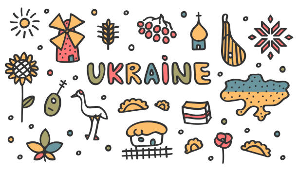 illustrations, cliparts, dessins animés et icônes de éléments nationaux ukrainiens isolés sur fond blanc - fatback