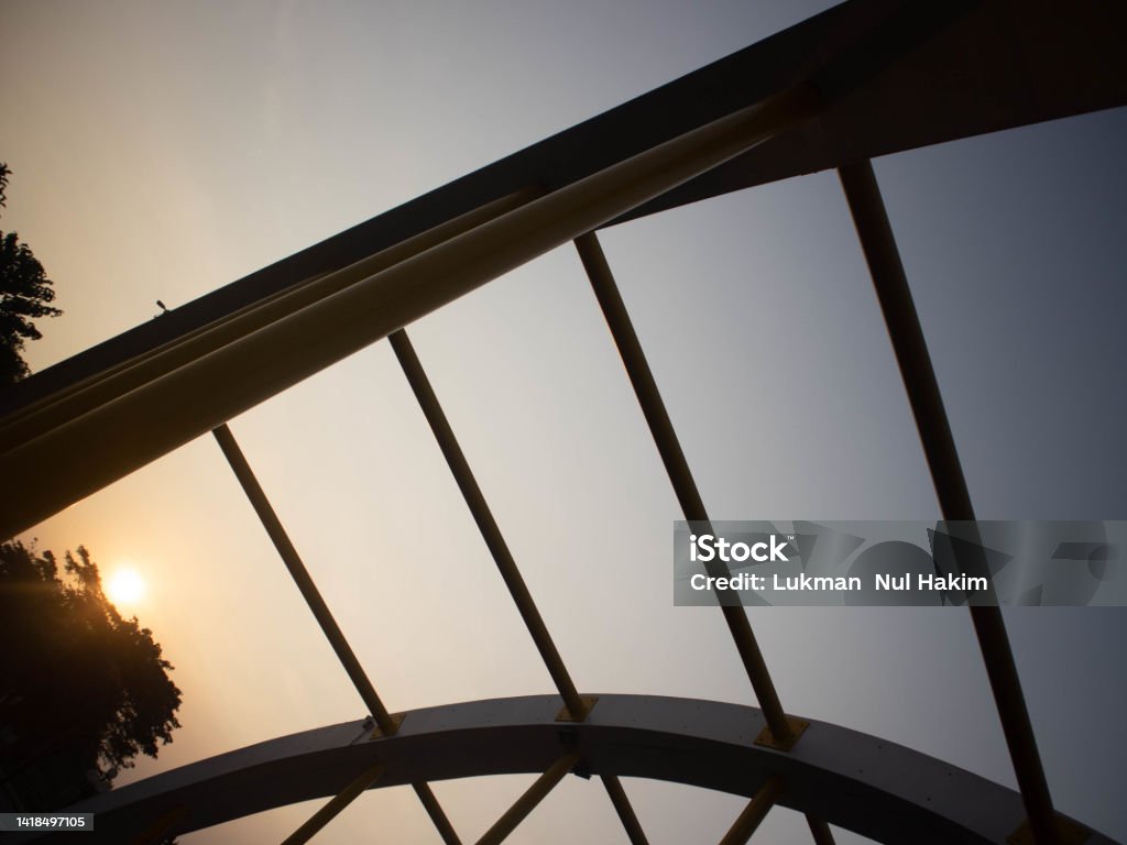 Top view of the pillar bridge with the sunset 2013 Stock Photo