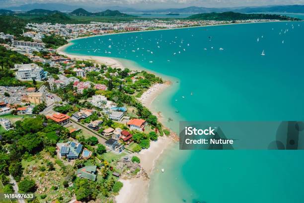 Tropical Holiday Beach With Jurere Town Aerial View Of Florianopolis Stock Photo - Download Image Now