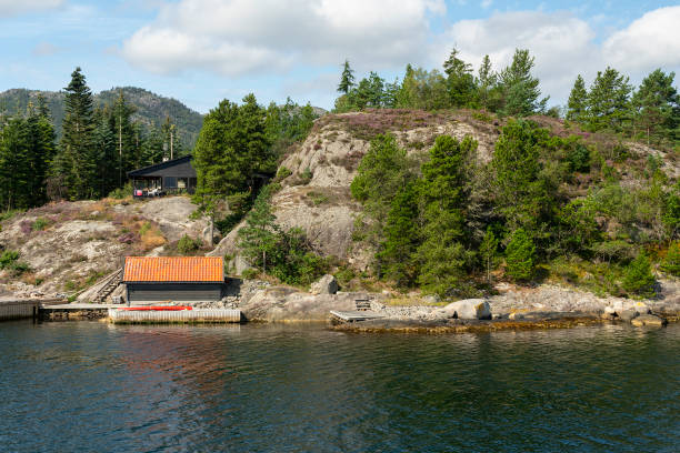 istock Lysefjord rural coast view with house, Norway 1418499129