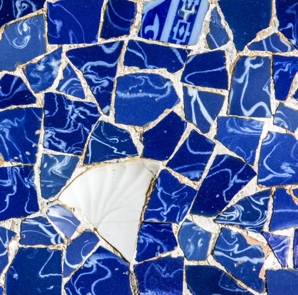 istock blue ceramic tile, broken glass mosaic, decoration 1418499421