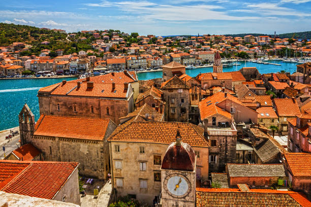 Trogir seafront view, Croatia, Croatian tourist destination.