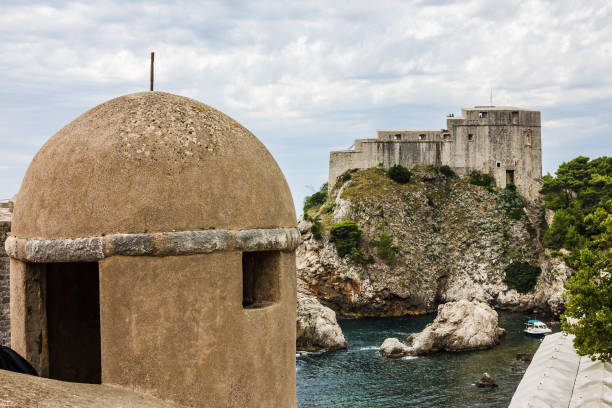 Dubrovnik, Croatia - Aug 26, 2022: Ancient fortress architecture