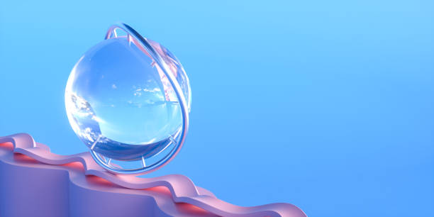 istock 3D illustration. Shiny crystal ball on a wavy line. 1418500724