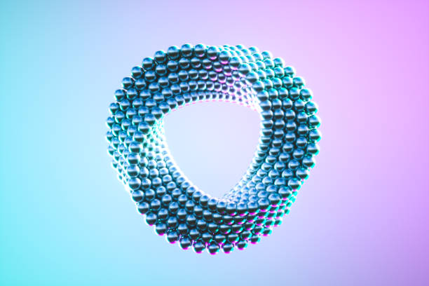 istock Geometric loop made of small metallic beads. 3d render 1418500725