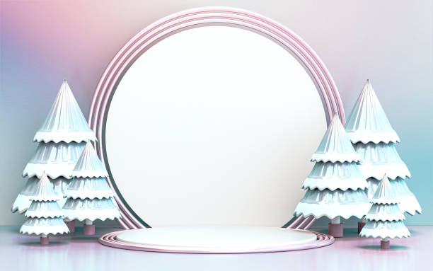 istock winter merry Christmas tree with luxury podium display for product 1418503805