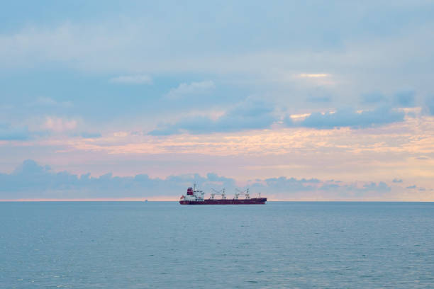 istock The ship sails in the Black Sea at sunset 1418505862