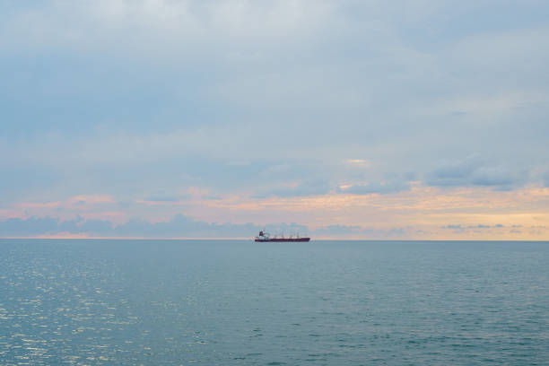 istock The ship sails in the Black Sea at sunset 1418505992