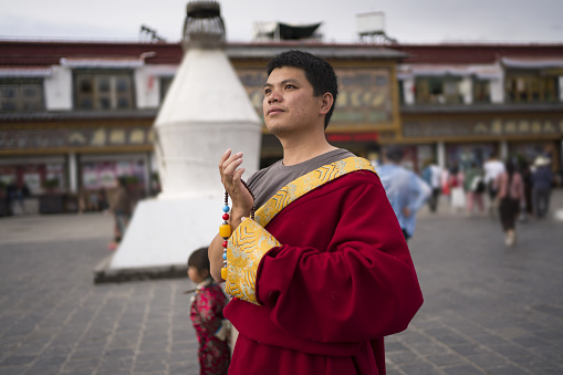 Monks of Jokhang Temple in Tibet