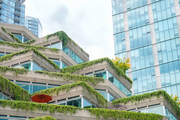 istock Green City, Plant Lined Terraced Office Building in Downtown District 1418526758