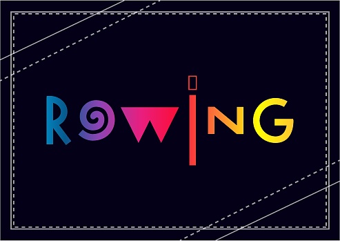 Rowing Sticker Gradient Colorful Gradient Lettering Of Rowing On Dark Background Stock ...